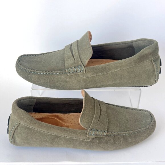 Nordstrom Cody Olive Suede Shoes Leather Driving Loafers Men Size 9.5M - Picture 2 of 9